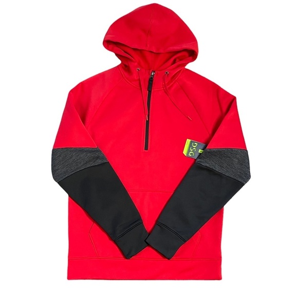 NWT DSG Men’s Everyday Performance Fleece 1/2 Zip Hoodie Pullover Red Size S - Picture 2 of 10